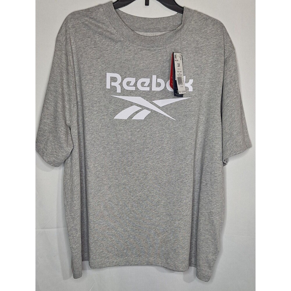 Reebok Womens 3X Tee Shirt Heather Gray Plus Size Crew Neck Gym Activewear Top